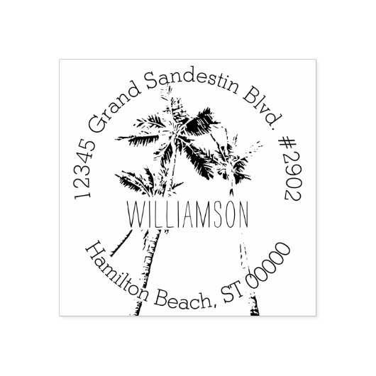 Tampons Encreurs Tropical Beach Palm Trees Retour Adresse (Impression)