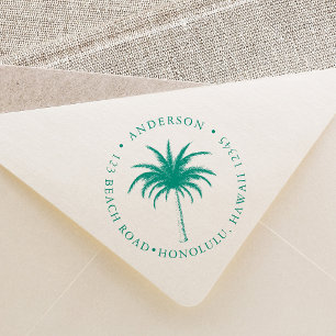 Tampons Encreurs Tropical Palm Tree Round Return Adresse
