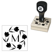 Tampons Encreurs Tulipes d'aquarelle rose cadrage initial (Tamponné)