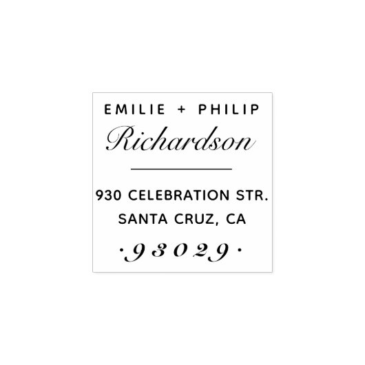 Tampons Encreurs Typographie mariage Nom de script Adresse de retou (Impression)