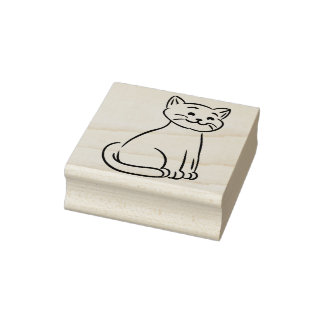 Tampons Encreurs Un chat chéri Timbre d'Art du Bois