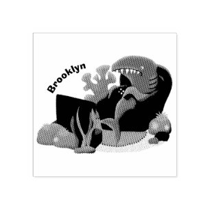 Tampons Encreurs Un requin drôle en regardant la bande dessinée de 