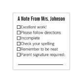Tampons Encreurs Une note du nom de l'enseignant avec cases à coche (Impression)