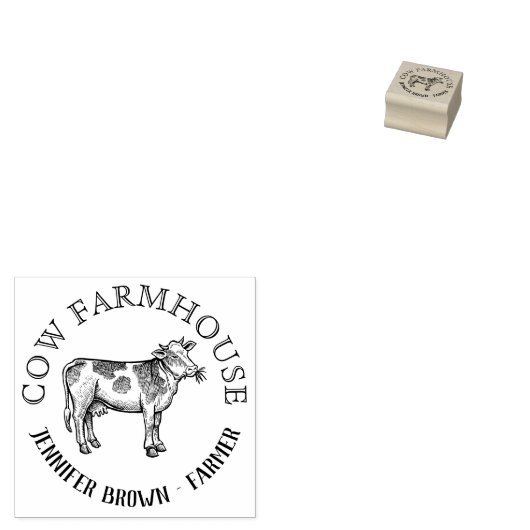 Tampons Encreurs Vache mangeur herbe bio frais ferme nature (Tamponné)