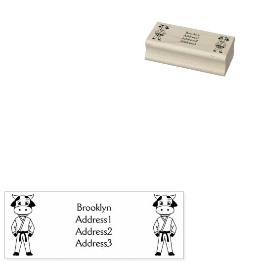 Tampons Encreurs Vache mignonne en combinaison kung fu (Tamponné)