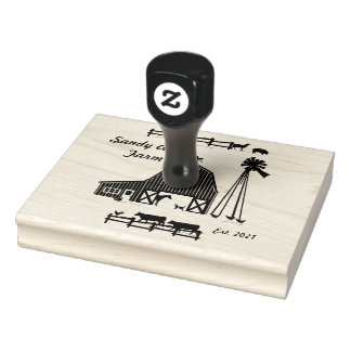 Tampons Encreurs vaches de ferme de la grange Timbre d'art du bois