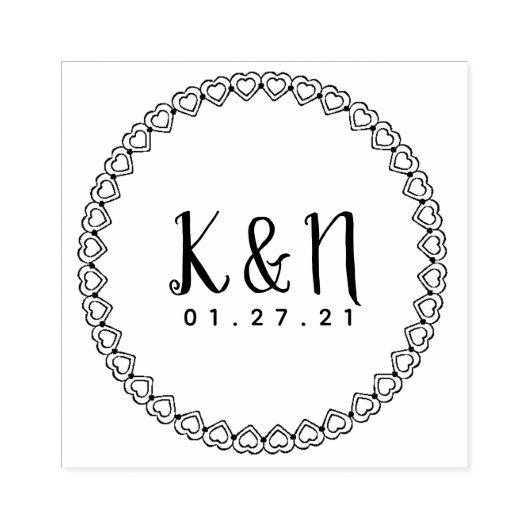 Tampons Encreurs Valentines moderne Timbre pour mariage de logo ini (Impression)