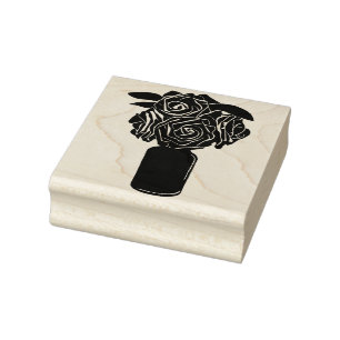Tampons Encreurs vase noir rose silhouette originale encore vie