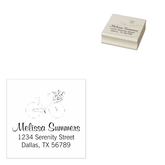 Tampons Encreurs Vélo avec une adresse de panier à fleurs (Tamponné)