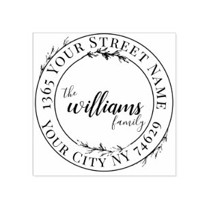 Tampons Encreurs Verdure Botanique Wreath Script Return Adresse