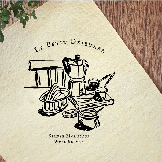 Tampons Encreurs Vintage Breakfast Café Illustration Rubber Stamp