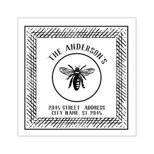 Tampons Encreurs Vintage élégant nom de famille d'abeilles rustique