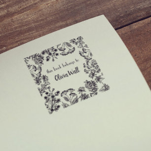 Tampons Encreurs Vintage Floral Frame Bookplate Ex Libris Bookish