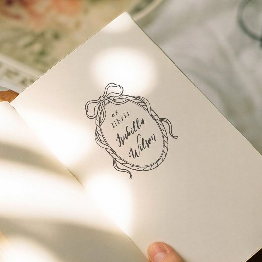 Tampons Encreurs Vintage Frame Whimsical Bow Ex Libris Script Book