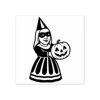 Tampons Encreurs Vintage Halloween Party Woman Rubber Stamp