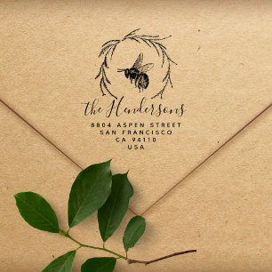 Tampons Encreurs Vintage Miel Bee Botanique Adresse de retour