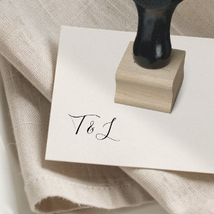 Tampons Encreurs Violet Violet Initiales de calligraphie Mariage