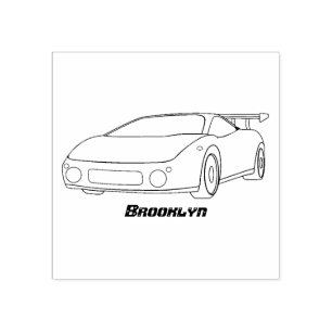 Tampons Encreurs Voiture de sport bleue avec illustration airfos