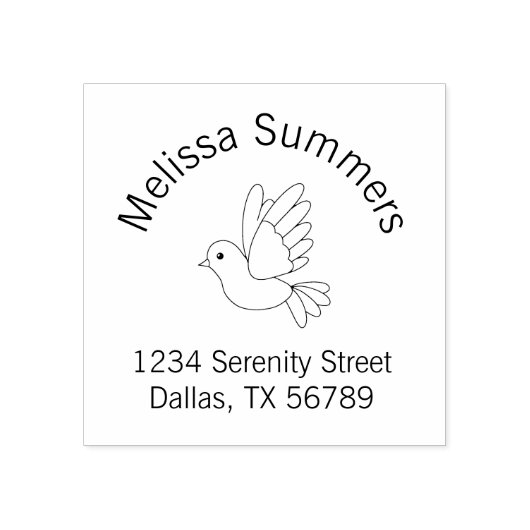 Tampons Encreurs Vol Cartoon Dove Pigeon Bird Adresse de retour (Impression)