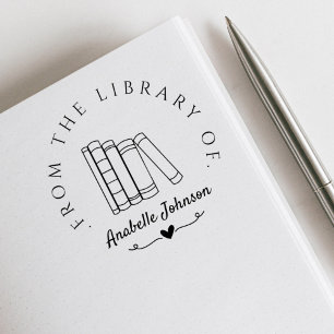 Tampons Encreurs Votre Nom Personnalisé Élégant Vintage De L'Biblio