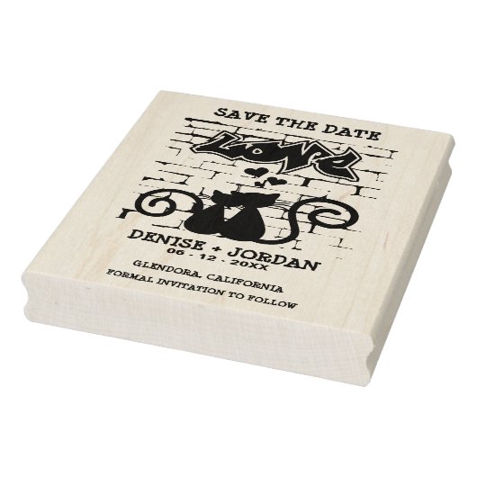 Tampons Encreurs Wedding Kittens in love on Graffiti Wall Design (Tampon)