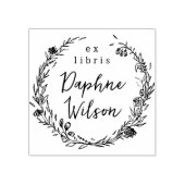 Tampons Encreurs Whimsical Floral Simple Calligraphy Ex Libris Book (Impression)