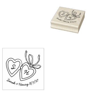 Tampons Encreurs Whimsical Heart Locket Doodle Sketch Modern CUSTOM