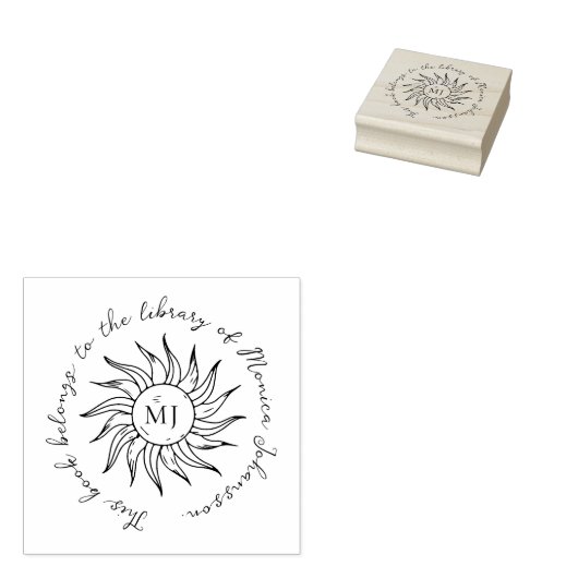 Tampons Encreurs Whimsical Script Sun Flower Custom Library Book  (Tamponné)