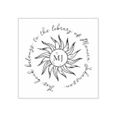 Tampons Encreurs Whimsical Script Sun Flower Custom Library Book  (Impression)