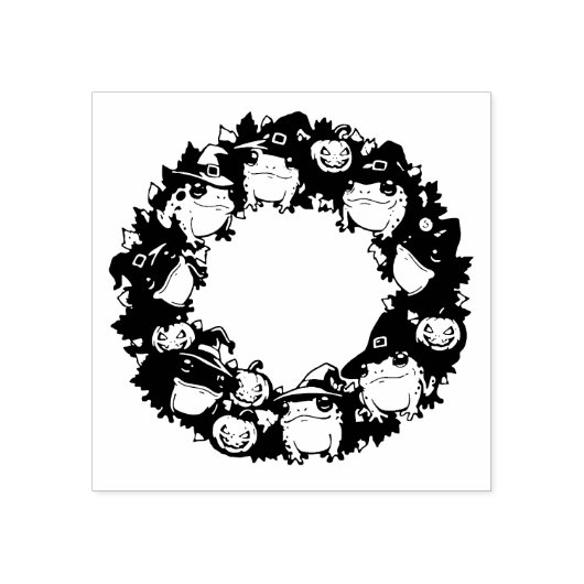 Tampons Encreurs Whimsical Wreath Adorned With Toads Jackolanterns (Impression)