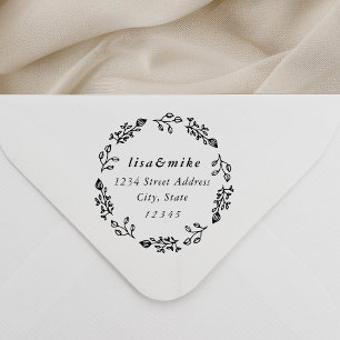Tampons Encreurs Whimssal Floral Wreath Mariage Adresse de retour