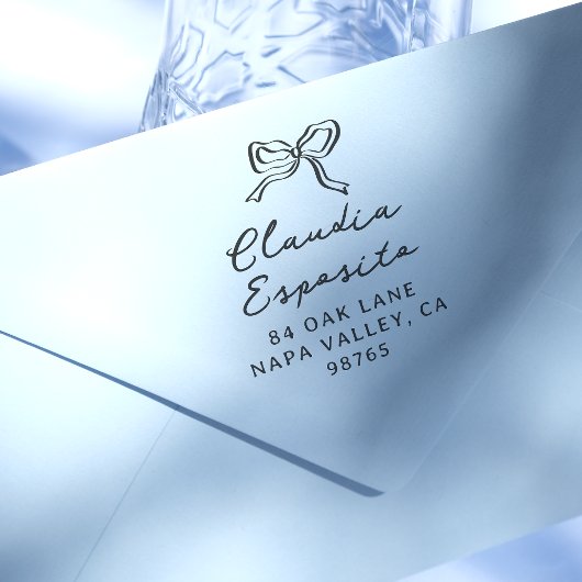 Tampons Encreurs Whimssical Bow & Calligraphy Nom Adresse de retour