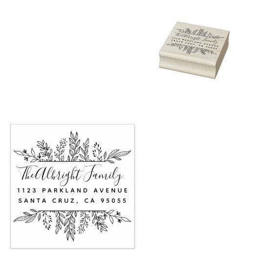 Tampons Encreurs Whimsy Feuilles dessinés à la main Adresse de reto (Tamponné)