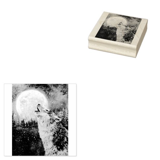 Tampons Encreurs Wolf Howl et Moon Timbre en caoutchouc d'hiver (Tamponné)