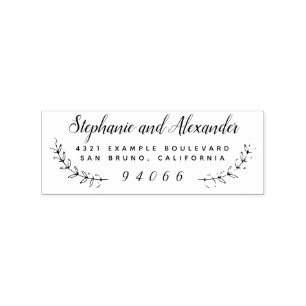 Tampons Encreurs Wooden Custom Wedding Wreath Wreath Nommé Adresse 