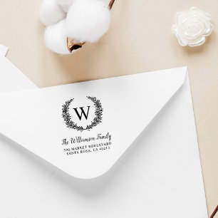 Tampons Encreurs Wreath à main Nom de famille Adresse de retour