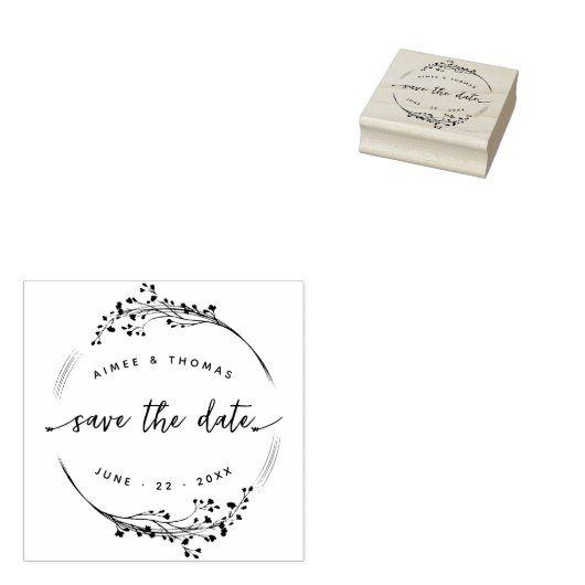 Tampons Encreurs Wreath botanique rustique Enregistrer la date Mari (Tamponné)