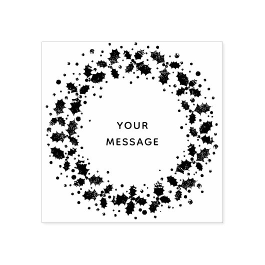 Tampons Encreurs Wreath Holly + Berries Texte/Noms/Monogramme perso (Impression)