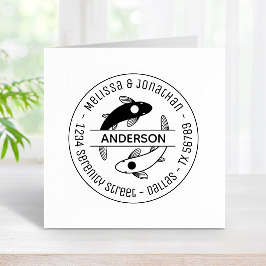 Tampons Encreurs Yin-Yang Fish Couple Family Adresse ronde 3