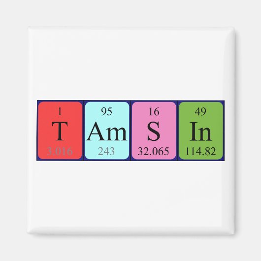 Tamsin periodieke lijstnaam magnet magneet (Voorkant)