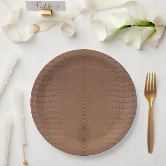 Tan alligator textuur afdrukken papieren bordje (Huwelijk)