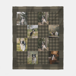 Tan and Brown Plaid 8 Photo Collage Fleece Deken