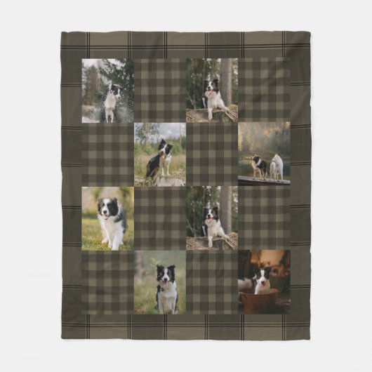 Tan and Brown Plaid 8 Photo Collage Fleece Deken (Voorkant)