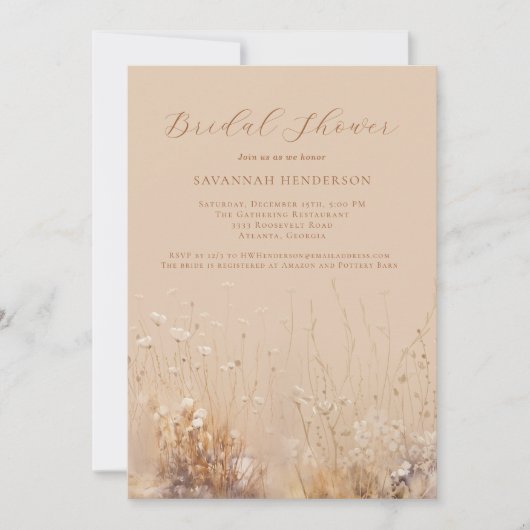 Tan and Cream Neutral Bridal Shower Invitation (Devant)