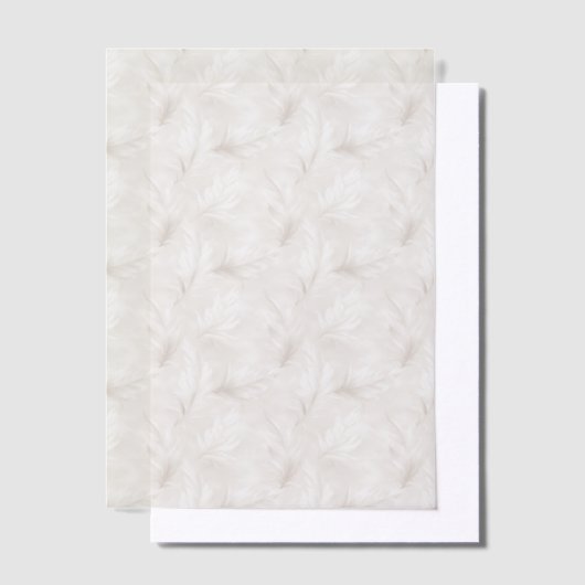 Tan and White Feathers Vellum Overlay Vellum Uitnodigingen (Offset)