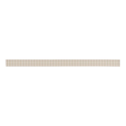 Tan and White Gingham Pattern Ribbon Grosgrain Lint (Voorkant)