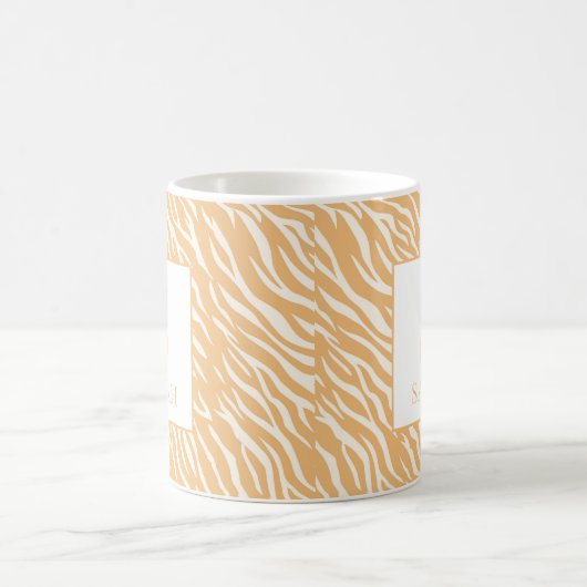 Tan Animal Stripes Custom Name Initial Mug (Centre)