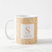 Tan Animal Stripes Custom Name Initial Mug (Gauche)
