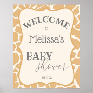Tan Baby Boy Giraffe Baby shower Poster