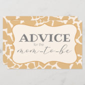 Tan Baby Boy Giraffe Carte Conseil (Devant / Derrière)